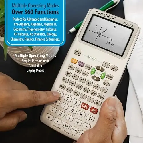 Scientific Calculator with Graph Functions for College and High School Students, Engineering, Advanced Mathematics, Calculus, Algebra, Geometery, Trigonometry, Statistics, Physics, Chemistry - Silver - 2