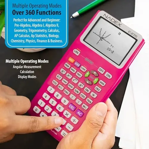 Scientific Calculator with Graph Functions for College and High School Students, Engineering, Advanced Mathematics, Calculus, Algebra, Geometery, Trigonometry, Statistics, Physics, Chemistry - Pink - NADEX (1)