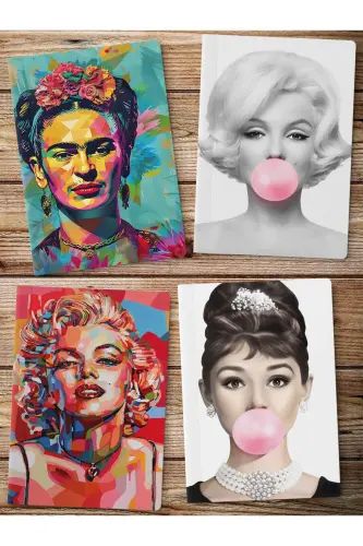 Unlined Notebook, Colored Cover Notebook 4 Pieces, Mind Notebook, Notepad, 64 Pages 14*21cm-Colorful 