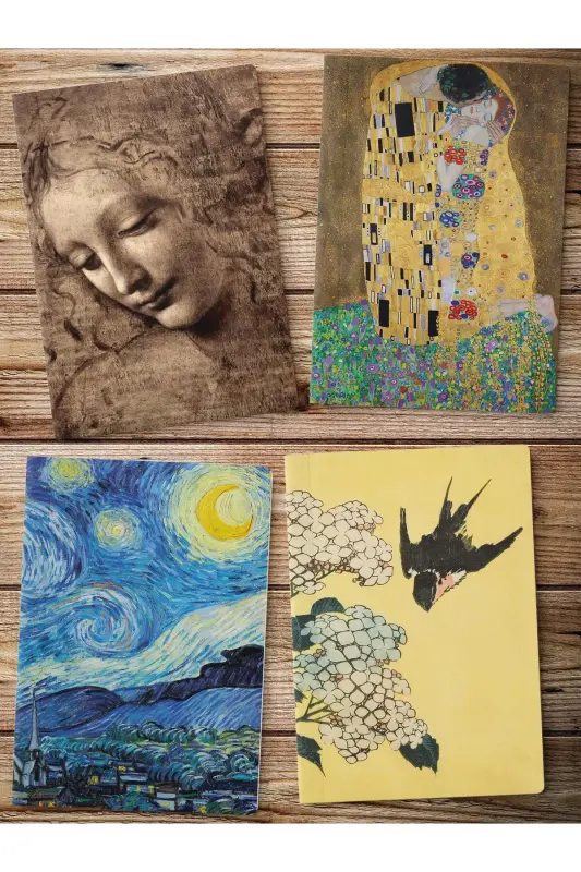 Unlined Notebook, Modern Art Themed Notebook 4 Pieces, Notebook, 64 Pages 14*21cm-Art - 1