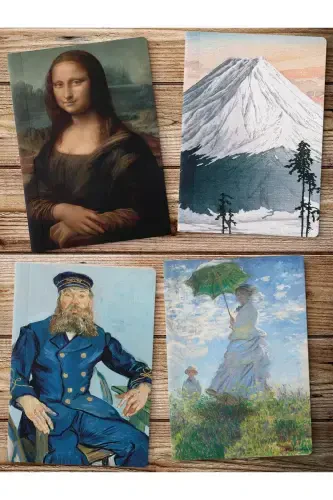 Unlined Notebook, Modern Art Themed Notebook 4 Pieces, Notepad, 64 Pages 14*21cm-Art - 1