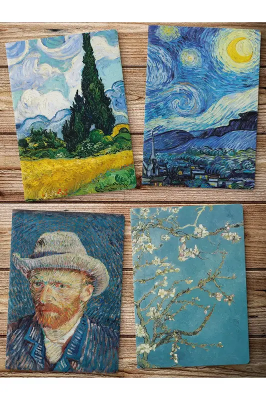 Unlined Notebook, Van Gogh Notebook 4 Pieces, Notebook, Art Notebook, 64 Pages 14*21cm-Van Gogh - 1