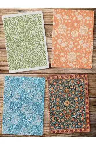 Unlined Notebook, William Morris Notebook 4 Pcs, Brain Notebook, Notebook, 64 Pages 14*21cm-William Morris 