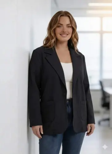 Unlined Plus Size Jacket Black - 4