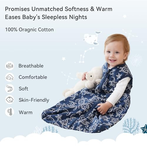 Unnivoll Baby Sleep Sack 6-12 Months 3 Pack 100% Cotton Lightweight 0.5 TOG Wearable Blanket Baby Sleep Bag with 2-Way Zipper for Newborn Infant Shark - 44