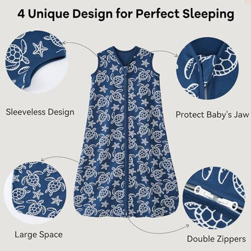 Unnivoll Baby Sleep Sack 6-12 Months 3 Pack 100% Cotton Lightweight 0.5 TOG Wearable Blanket Baby Sleep Bag with 2-Way Zipper for Newborn Infant Shark - 45