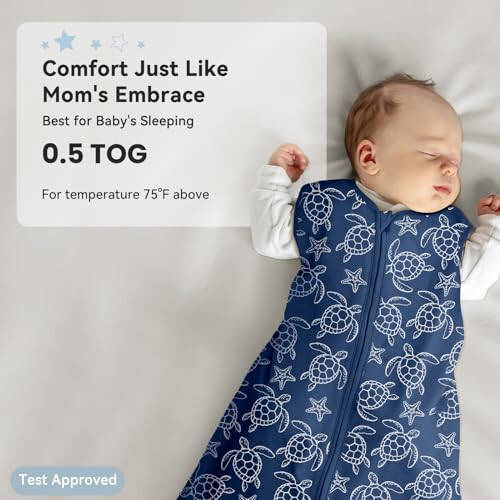 Unnivoll Baby Sleep Sack 6-12 Months 3 Pack 100% Cotton Lightweight 0.5 TOG Wearable Blanket Baby Sleep Bag with 2-Way Zipper for Newborn Infant Shark - 47