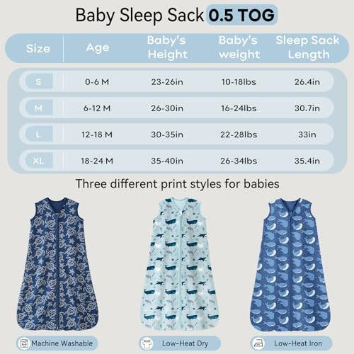 Unnivoll Baby Sleep Sack 6-12 Months 3 Pack 100% Cotton Lightweight 0.5 TOG Wearable Blanket Baby Sleep Bag with 2-Way Zipper for Newborn Infant Shark - 48