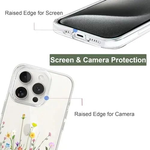 Unov Case Compatible with iPhone 15 Pro Case Clear with Design Embossed Floral Pattern Soft TPU Bumper Slim Protective 6.1 Inch (Flower Bouquet) - UNOV (1)