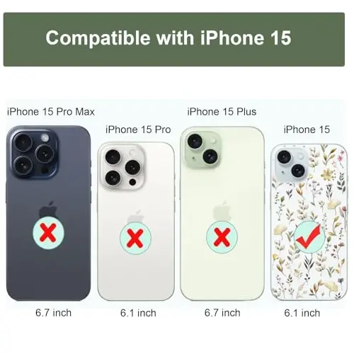 Unov Case iPhone 15 bilan mos keladi, dizayni bo'rtma gulli naqshli, yumshoq TPU bumperli, ingichka himoya 6.1 dyuymli shaffof g'ilof (Oltin bog ') - 7