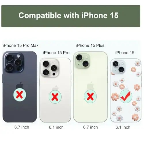 Unov Case iPhone 15 Case bilan mos keladi Dizaynli tiniq g'ilof Bo'rttirilgan gul naqshli Yumshoq TPU bumper Yupqa himoya 6.1 dyuym ( ромашка гуллайди) - 7