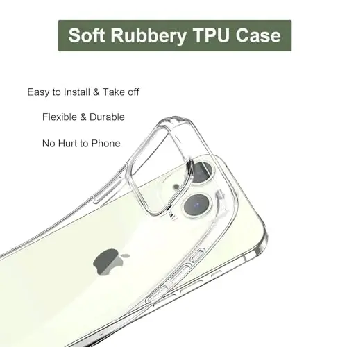 Unov for iPhone 15 Case, Clear with Design, Slim Fit Good Grip, Embossed Phone Case, Shockproof Protective Cover, Raised Camera Protection, Soft TPU, Dinosaur Land - 5