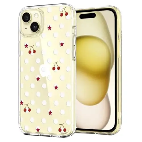 Unov iPhone 15 G‘ilof, Naqshli Shaffof, Yupqa va Qulay Tutqichli, Bo‘rtma Naqshli G‘ilof, Zarbaga Chidamli Himoya Qopqog‘i, Ko‘tarilgan Kamera Himoyasi, Yumshoq TPU, Polka Nuqtalar 