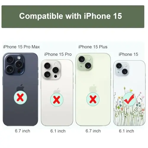 Unov Case Compatible with iPhone 15 Case Clear with Design Embossed Floral Pattern Soft TPU Bumper Slim Protective 6.1 Inch (Flower Bouquet) - 7