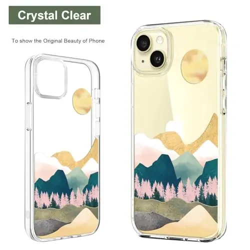 Unov Case Compatible with iPhone 15 Case Clear with Design Embossed Pattern Soft TPU Bumper Slim Protective 6.1 Inch (Sierra Mountains) - 3