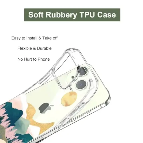 Unov Case Compatible with iPhone 15 Case Clear with Design Embossed Pattern Soft TPU Bumper Slim Protective 6.1 Inch (Sierra Mountains) - 5