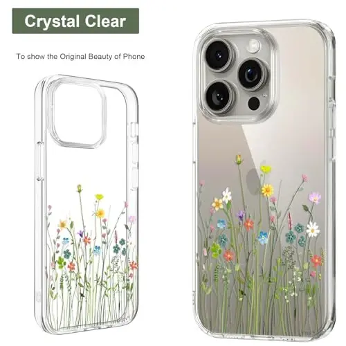 Unov Case Compatible with iPhone 15 Pro Max Case Clear with Design Embossed Floral Pattern Soft TPU Bumper Slim Protective 6.7 Inch (Flower Bouquet) - 3