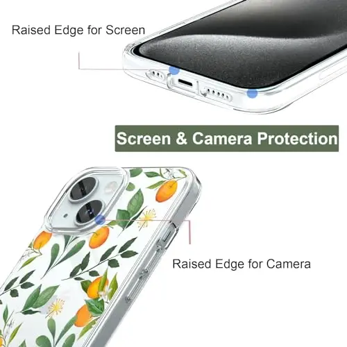 Unov Case Compatible with iPhone 15 Clear with Design Embossed Pattern Soft TPU Bumper Slim Protective 6.1 Inch (Cirtus Flavors) - 2