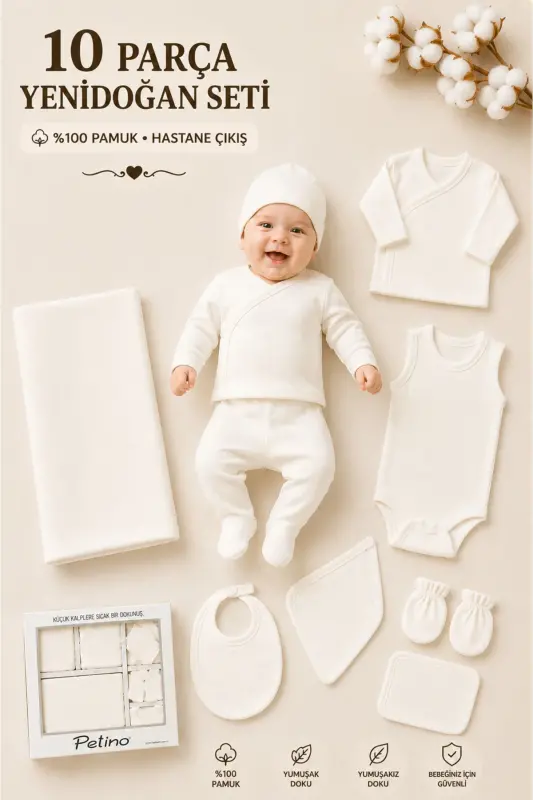 Untreated 10 Pieces Newborn Hospital Discharge - PETINO