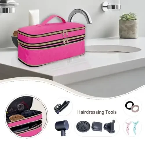 UOZL Hair Dryer Travel Carrying Case, Curling Iron Storage Bag, Slim Expandable Handheld Dual-Layer Travel Storage Bag for Dryer/Hair Tool Organizer/Style Organizer - 6