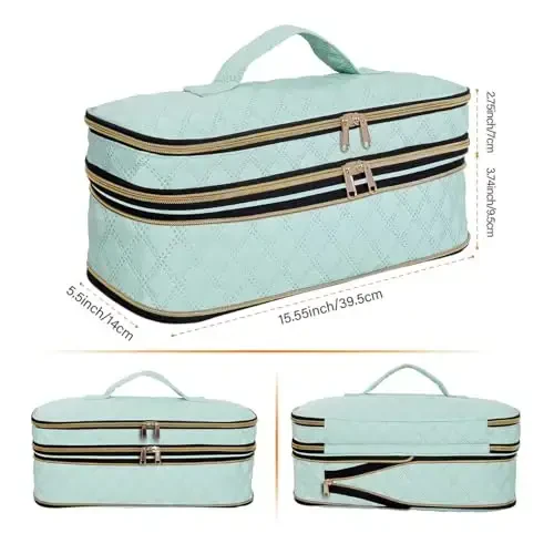 UOZL Hair Dryer Travel Carrying Case, Curling Iron Storage Bag, Slim Expandable Handheld Dual-Layer Travel Storage Bag for Dryer/Hair Tool Organizer/Style Organizer - 2