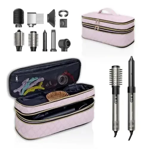 UOZL Hair Dryer Travel Carrying Case, Curling Iron Storage Bag, Slim Expandable Handheld Dual-Layer Travel Storage Bag for Dryer/Hair Tool Organizer/Style Organizer - UOZL