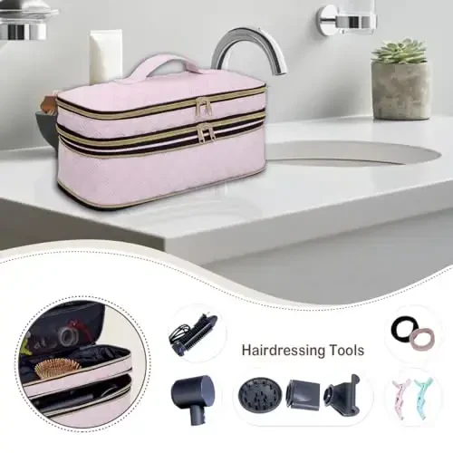 UOZL Hair Dryer Travel Carrying Case, Curling Iron Storage Bag, Slim Expandable Handheld Dual-Layer Travel Storage Bag for Dryer/Hair Tool Organizer/Style Organizer - 6