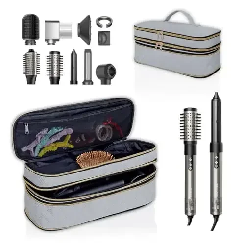 UOZL Hair Dryer Travel Carrying Case, Curling Iron Storage Bag, Slim Expandable Handheld Dual-Layer Travel Storage Bag for Dryer/Hair Tool Organizer/Style Organizer 