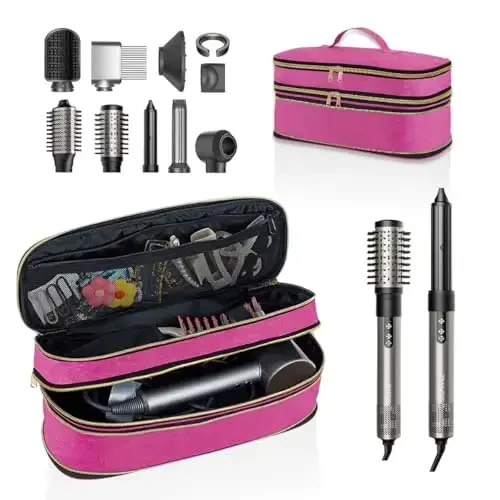 UOZL Hair Dryer Travel Carrying Case, Curling Iron Storage Bag, Slim Expandable Handheld Dual-Layer Travel Storage Bag for Dryer/Hair Tool Organizer/Style Organizer - 1