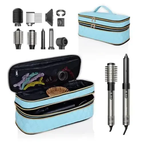 UOZL Hair Dryer Travel Carrying Case, Curling Iron Storage Bag, Slim Expandable Handheld Dual-Layer Travel Storage Bag for Dryer/Hair Tool Organizer/Style Organizer 