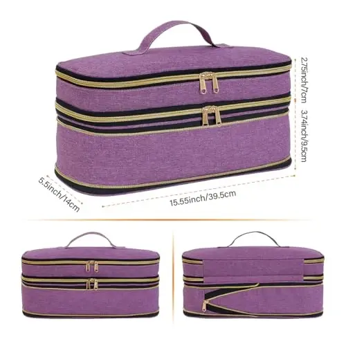 UOZL Hair Dryer Travel Carrying Case, Curling Iron Storage Bag, Slim Expandable Handheld Dual-Layer Travel Storage Bag for Dryer/Hair Tool Organizer/Style Organizer - UOZL (1)