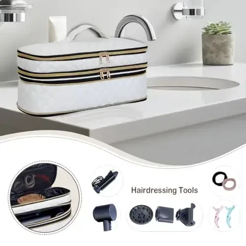 UOZL Hair Dryer Travel Carrying Case, Curling Iron Storage Bag, Slim Expandable Handheld Dual-Layer Travel Storage Bag for Dryer/Hair Tool Organizer/Style Organizer - 6