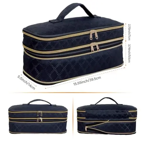 UOZL Hair Dryer Travel Carrying Case, Curling Iron Storage Bag, Slim Expandable Handheld Dual-Layer Travel Storage Bag for Dryer/Hair Tool Organizer/Style Organizer - 2