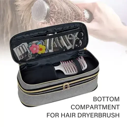 UOZL Hair Dryer Travel Carrying Case, Curling Iron Storage Bag, Slim Expandable Handheld Dual-Layer Travel Storage Bag for Dryer/Hair Tool Organizer/Style Organizer - 6