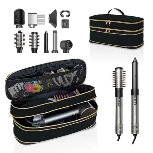 UOZL Hair Dryer Travel Carrying Case, Curling Iron Storage Bag, Slim Expandable Handheld Dual Layer Travel Storage Bag for Dryer/Hair Tool Organizer/Style Organizer (Black) - 6