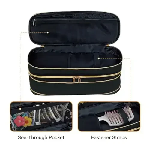 UOZL Hair Dryer Travel Carrying Case, Curling Iron Storage Bag, Slim Expandable Handheld Dual-Layer Travel Storage Bag for Dryer/Hair Tool Organizer/Style Organizer - 1