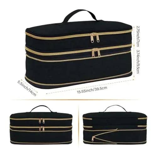 UOZL Hair Dryer Travel Carrying Case, Curling Iron Storage Bag, Slim Expandable Handheld Dual-Layer Travel Storage Bag for Dryer/Hair Tool Organizer/Style Organizer - 3