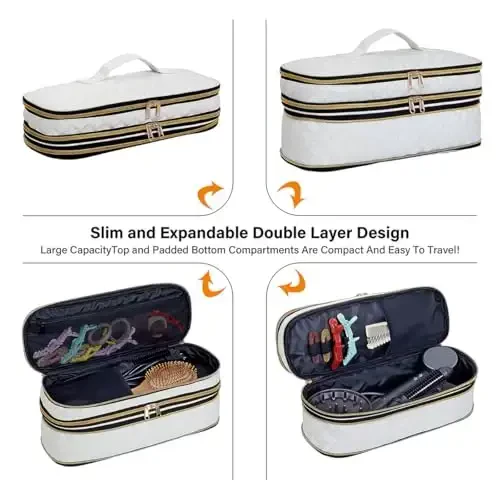 UOZL Hair Dryer Travel Carrying Case, Curling Iron Storage Bag, Slim Expandable Handheld Dual-Layer Travel Storage Bag for Dryer/Hair Tool Organizer/Style Organizer - 3