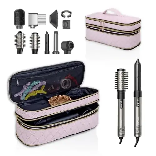 UOZL Hair Dryer Travel Carrying Case, Curling Iron Storage Bag, Slim Expandable Handheld Dual-Layer Travel Storage Bag for Dryer/Hair Tool Organizer/Style Organizer 