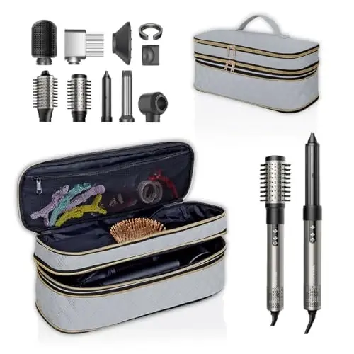 UOZL Hair Dryer Travel Carrying Case, Curling Iron Storage Bag, Slim Expandable Handheld Dual-Layer Travel Storage Bag for Dryer/Hair Tool Organizer/Style Organizer 