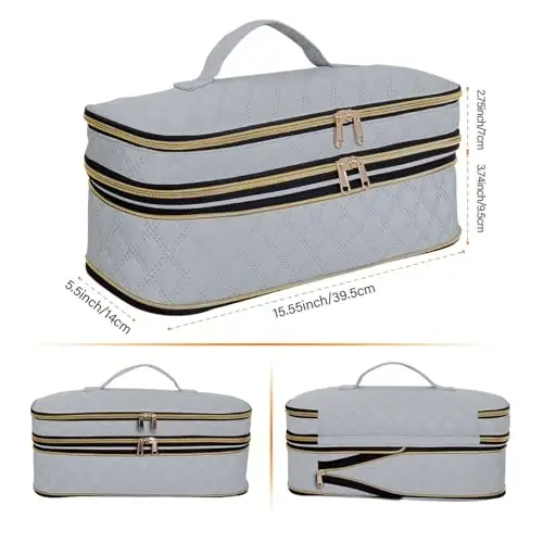 UOZL Hair Dryer Travel Carrying Case, Curling Iron Storage Bag, Slim Expandable Handheld Dual-Layer Travel Storage Bag for Dryer/Hair Tool Organizer/Style Organizer - UOZL (1)