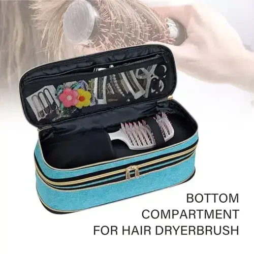 UOZL Hair Dryer Travel Carrying Case, Curling Iron Storage Bag, Slim Expandable Handheld Dual-Layer Travel Storage Bag for Dryer/Hair Tool Organizer/Style Organizer - 6