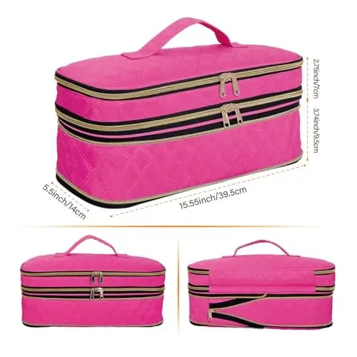 UOZL Hair Dryer Travel Carrying Case, Curling Iron Storage Bag, Slim Expandable Handheld Dual-Layer Travel Storage Bag for Dryer/Hair Tool Organizer/Style Organizer - UOZL (1)