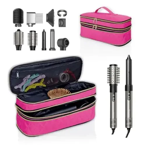 UOZL Hair Dryer Travel Carrying Case, Curling Iron Storage Bag, Slim Expandable Handheld Dual-Layer Travel Storage Bag for Dryer/Hair Tool Organizer/Style Organizer 