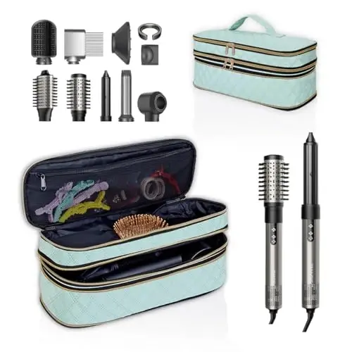 UOZL Hair Dryer Travel Carrying Case, Curling Iron Storage Bag, Slim Expandable Handheld Dual-Layer Travel Storage Bag for Dryer/Hair Tool Organizer/Style Organizer 