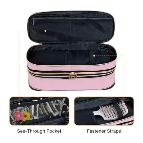 UOZL Hair Dryer Travel Carrying Case, Curling Iron Storage Bag, Slim Expandable Handheld Dual-Layer Travel Storage Bag for Dryer/Hair Tool Organizer/Style Organizer - 5