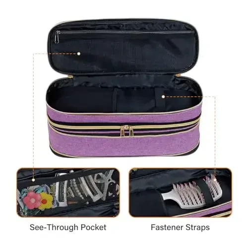 UOZL Hair Dryer Travel Carrying Case, Curling Iron Storage Bag, Slim Expandable Handheld Dual-Layer Travel Storage Bag for Dryer/Hair Tool Organizer/Style Organizer - 5
