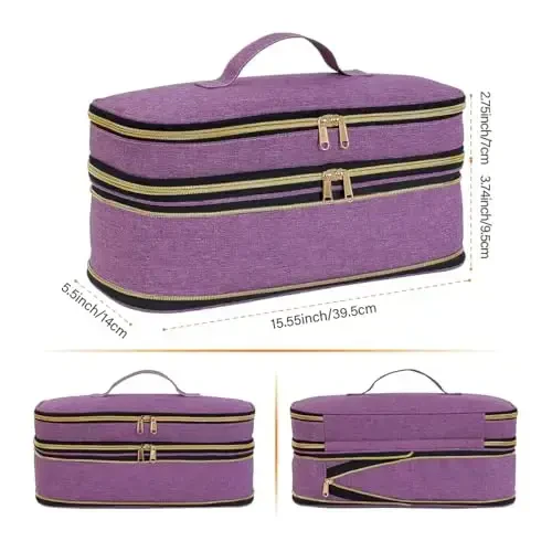 UOZL Hair Dryer Travel Carrying Case, Curling Iron Storage Bag, Slim Expandable Handheld Dual-Layer Travel Storage Bag for Dryer/Hair Tool Organizer/Style Organizer - UOZL (1)