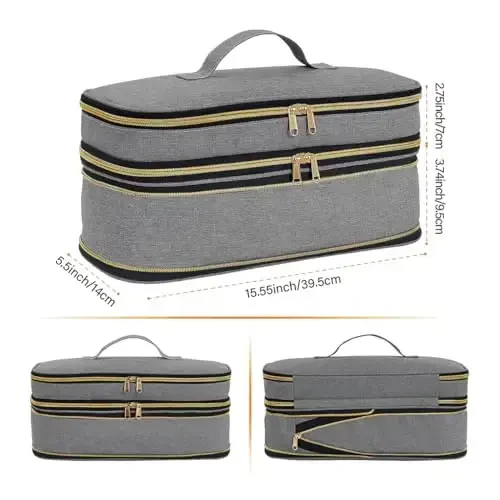 UOZL Hair Dryer Travel Carrying Case, Curling Iron Storage Bag, Slim Expandable Handheld Dual-Layer Travel Storage Bag for Dryer/Hair Tool Organizer/Style Organizer - 3