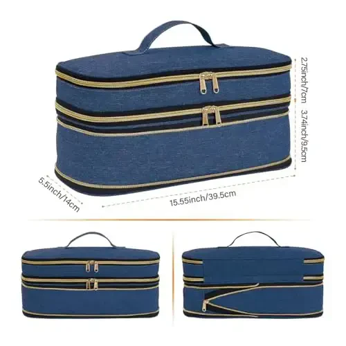 UOZL Hair Dryer Travel Carrying Case, Curling Iron Storage Bag, Slim Expandable Handheld Dual-Layer Travel Storage Bag for Dryer/Hair Tool Organizer/Style Organizer - UOZL (1)